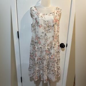 Connected Apparel Floral Maxi Dress - Cream and Pink